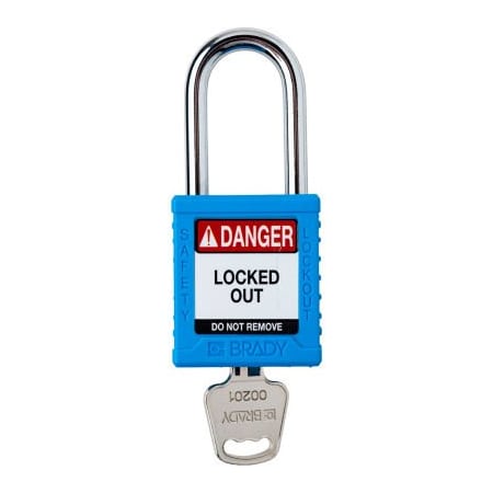 Brady Brady Safety Lockout Padlock, Keyed Different, 1-1/2in, Plastic/Steel, Blue SDPL-BLU-38ST-KD